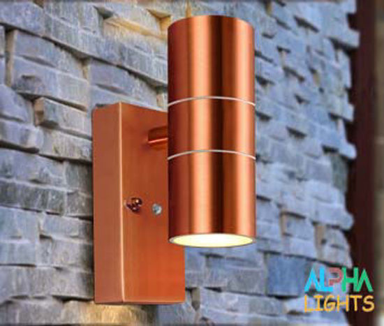 Picture of Dusk Till Dawn Sensor Outdoor Single or Up Down Wall Light Stainless Steel IP65